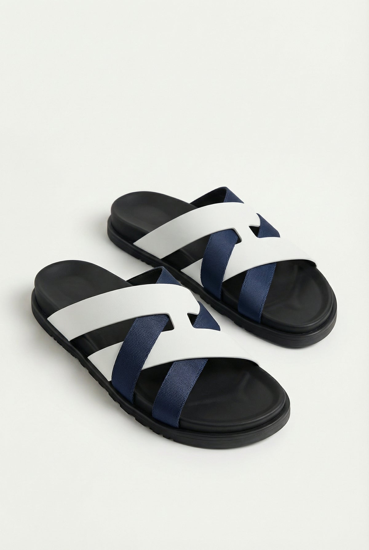 Amalfi Leather Sandal White Navy