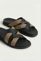 Amalfi Leather Sandal Black Tan