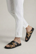 Amalfi Leather Sandal Black Tan