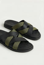 Amalfi Leather Sandal Black Olive