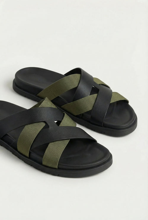 Amalfi Leather Sandal Black Olive