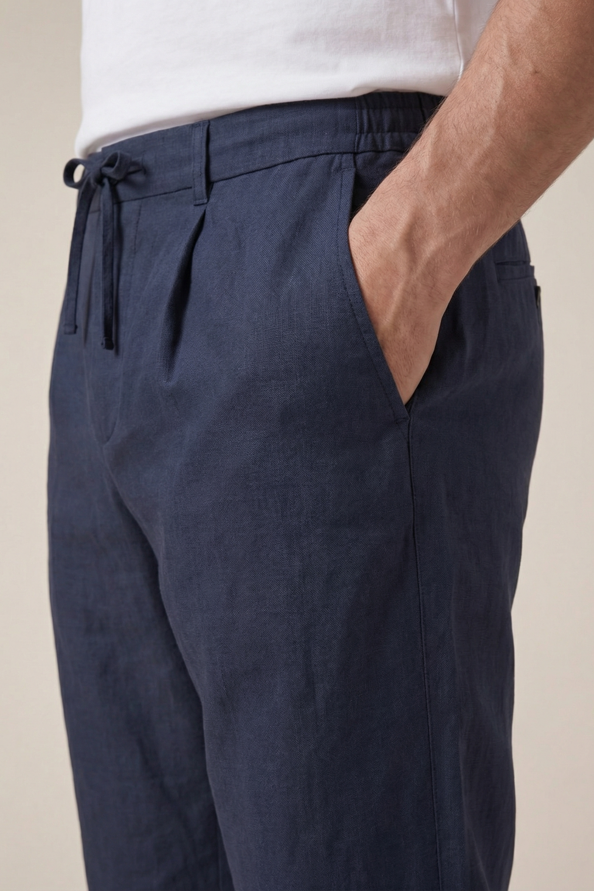 Pantalon en lin Amalfi bleu marine