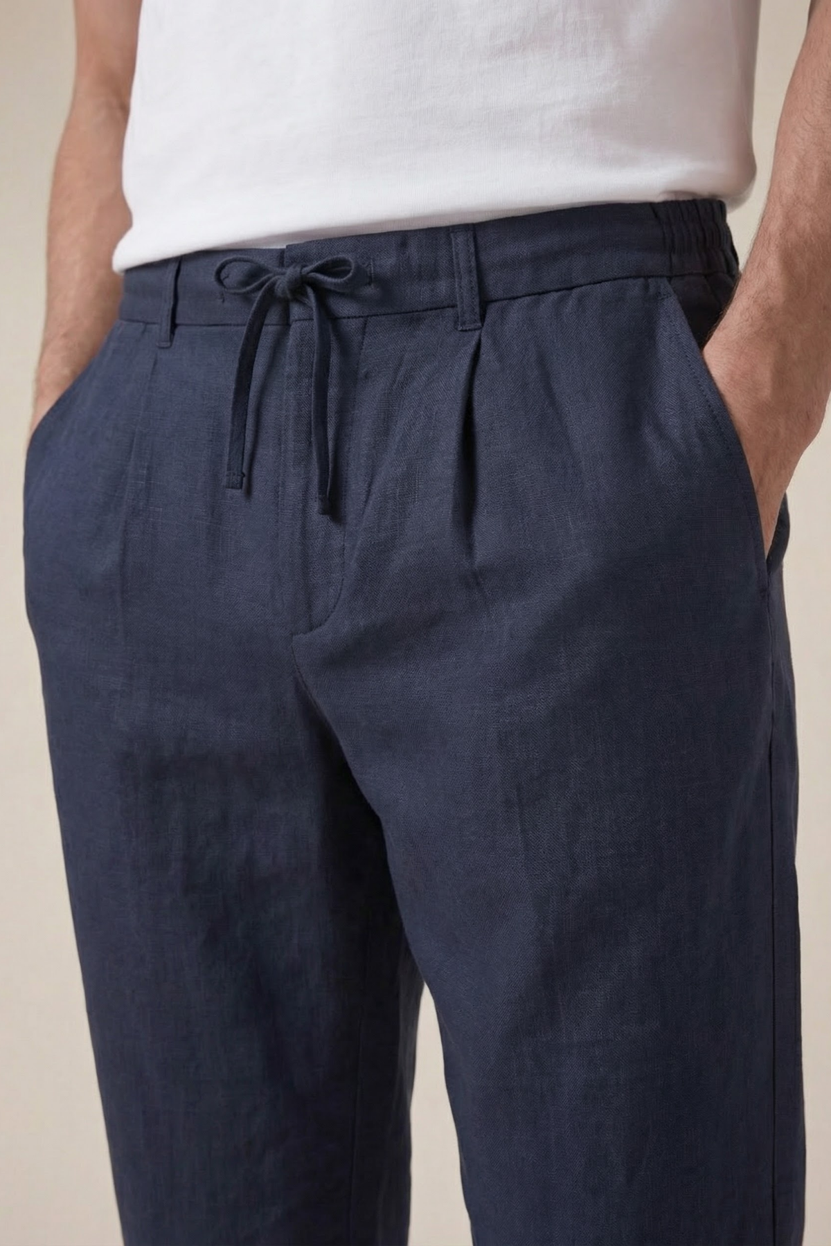 Pantalon en lin Amalfi bleu marine