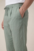 Pantalon en lin Amalfi vert olive