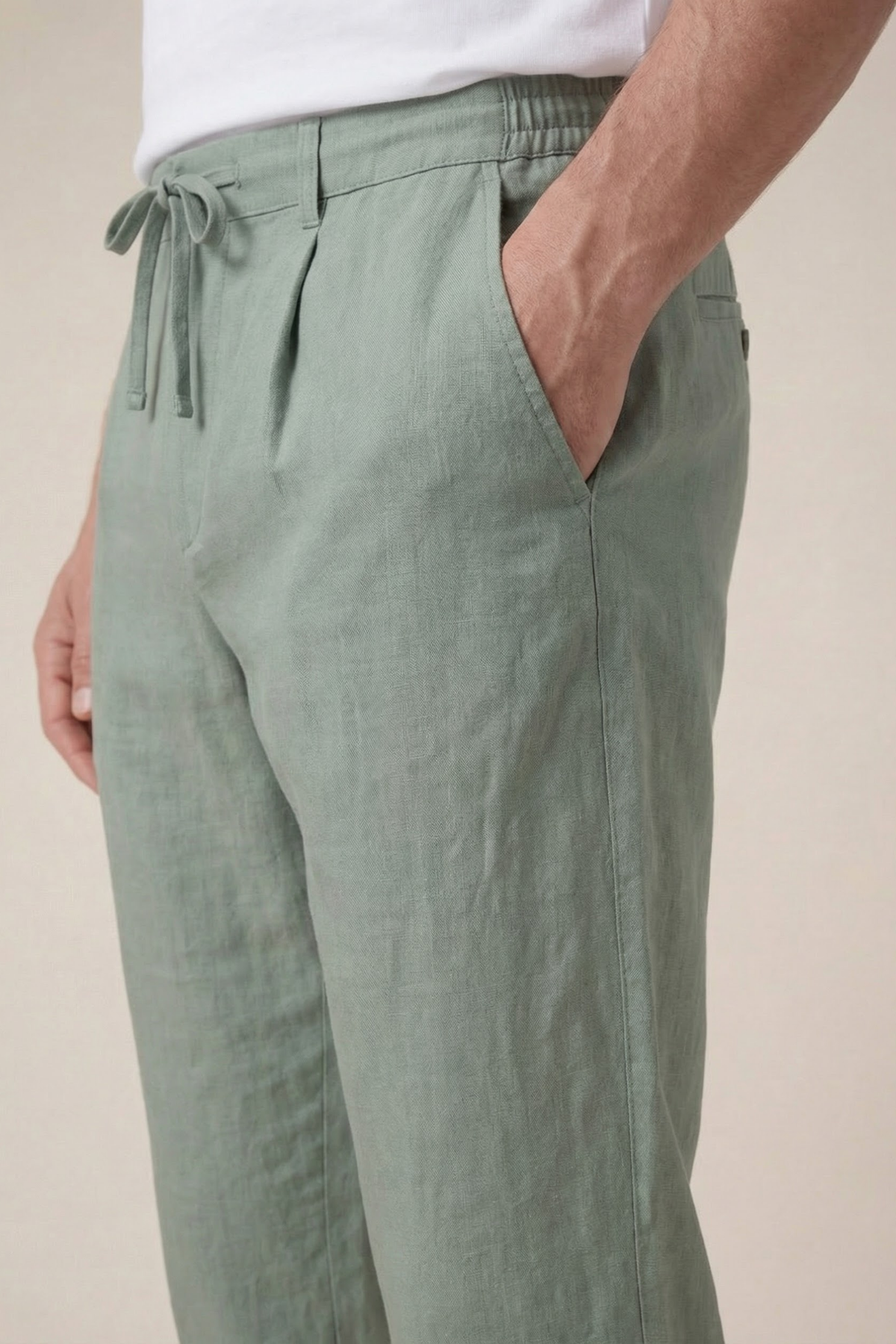 Pantalon en lin Amalfi vert olive