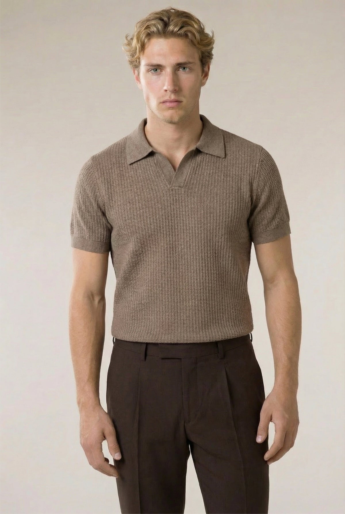 Ravello Strick-Polo Taupe