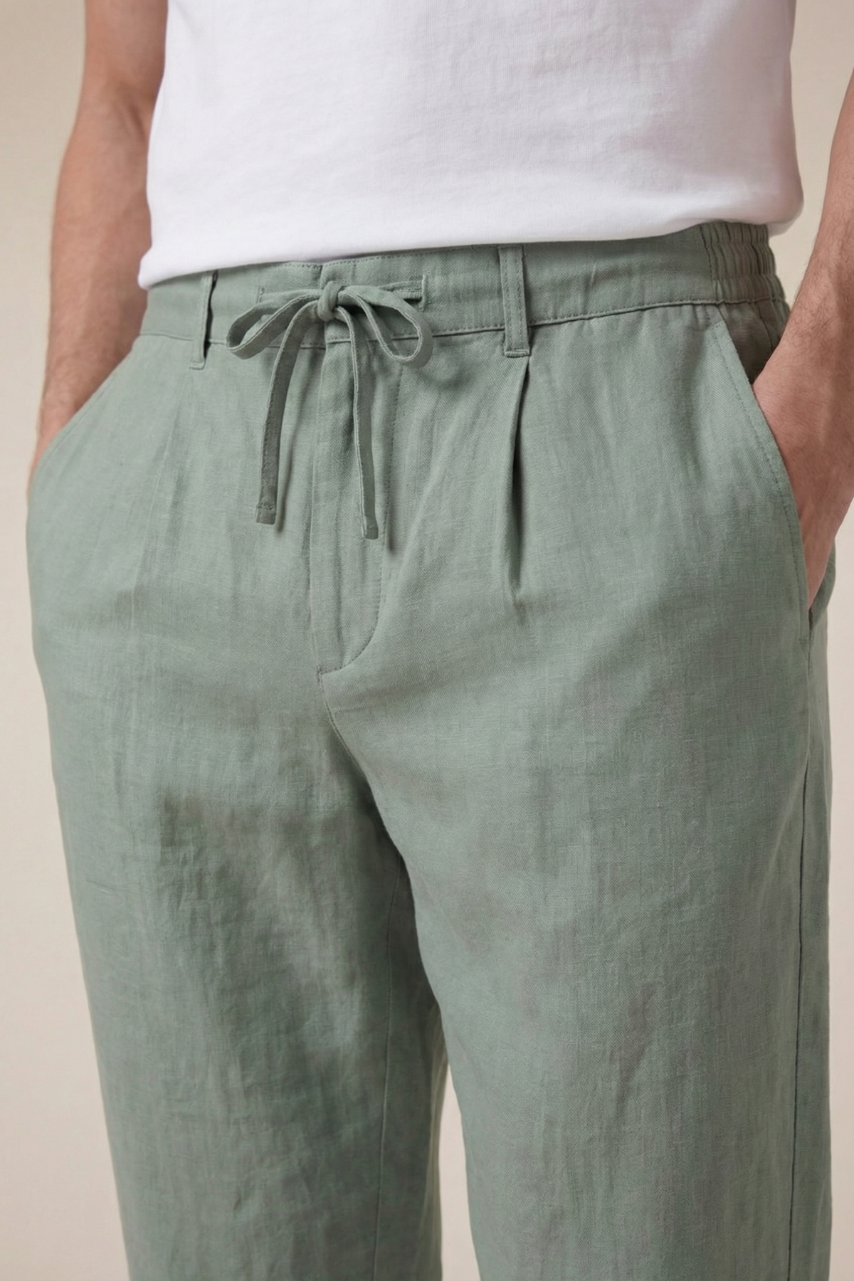 Pantalon en lin Amalfi vert olive