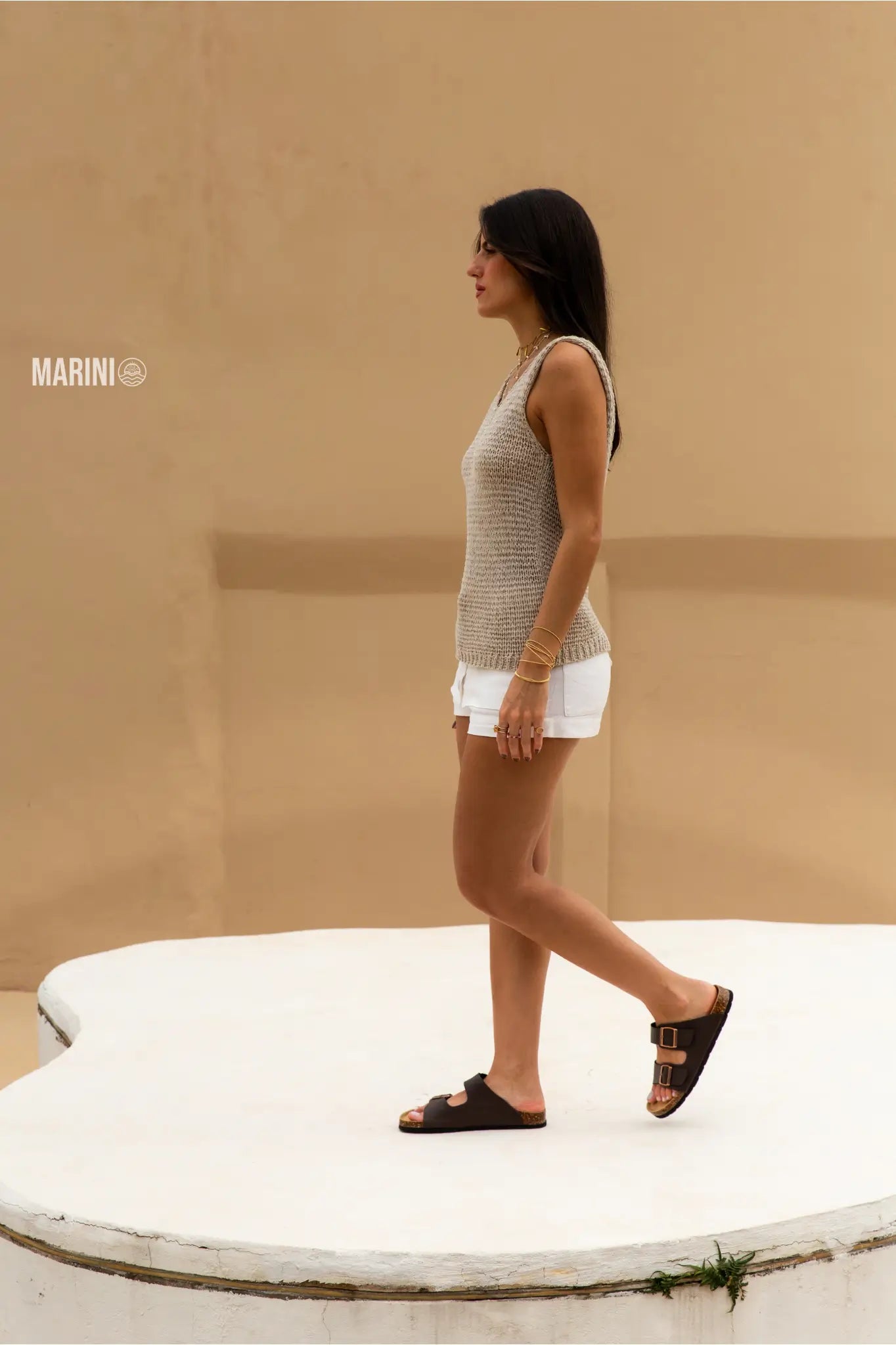 Capri Leather Sandal — Brown