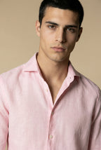 Chemise à manches longues en lin Amalfi rose