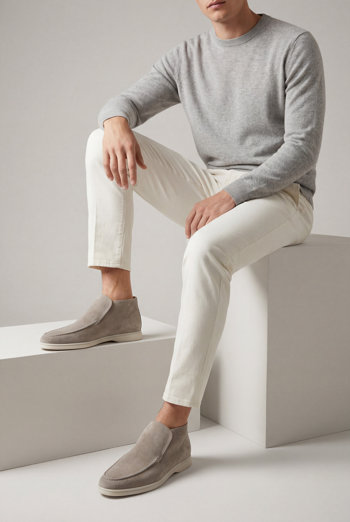 Amalfi Suede City Loafer Light Gray