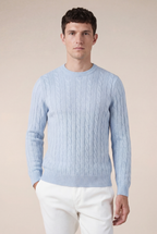 Como Kaschmir-Pullover mit Rundhalsausschnitt in Babyblau