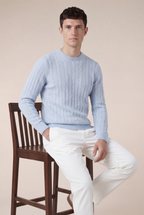 Como Kaschmir-Pullover mit Rundhalsausschnitt in Babyblau
