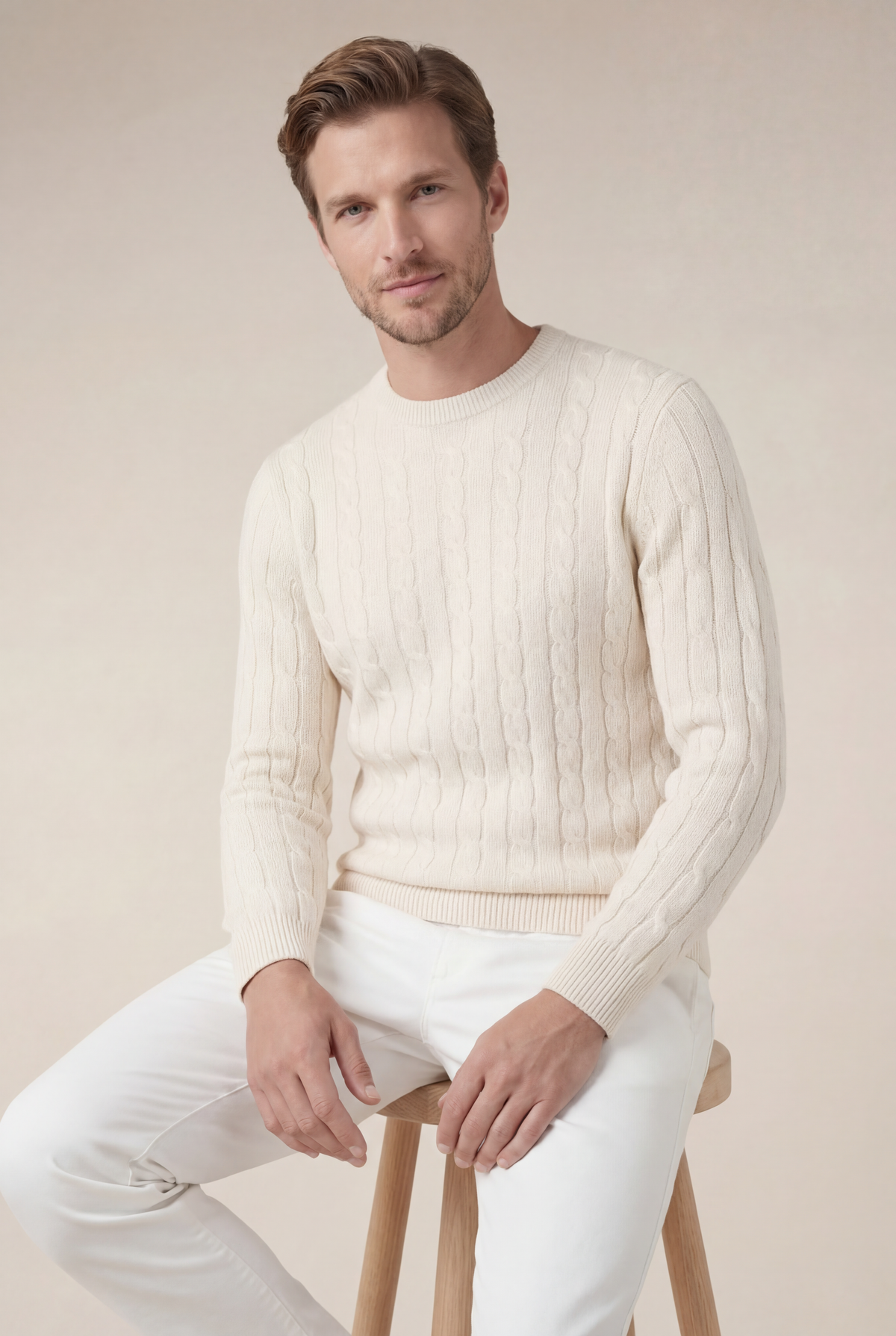 Como Kaschmir-Rundhalspullover Beige
