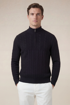 Pull zippé en cachemire Como noir
