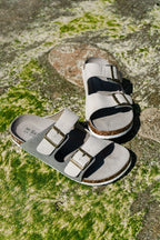 Capri Suede Sandal — Grey & Cream
