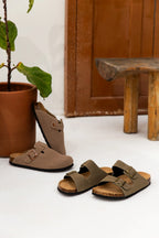 Capri Suede Sandal — Moss Green