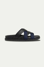 Amalfi Leather Sandal Black Navy