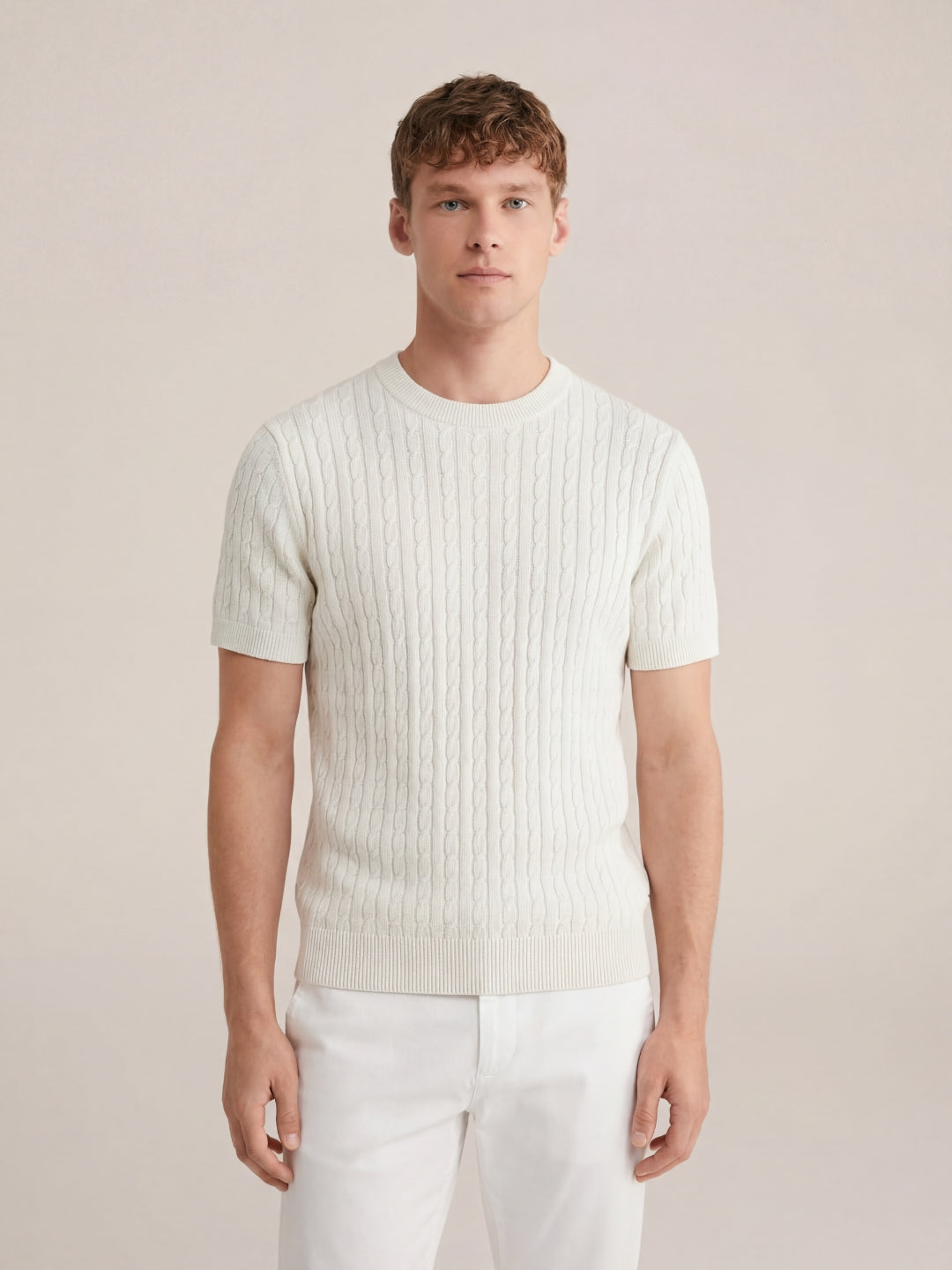 Nerano Grobstrick-T-Shirt Weiß