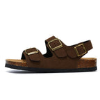 Amalfi Three-Strap Sandal — Dark Brown