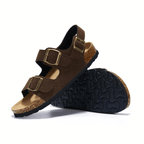 Amalfi Three-Strap Sandal — Dark Brown