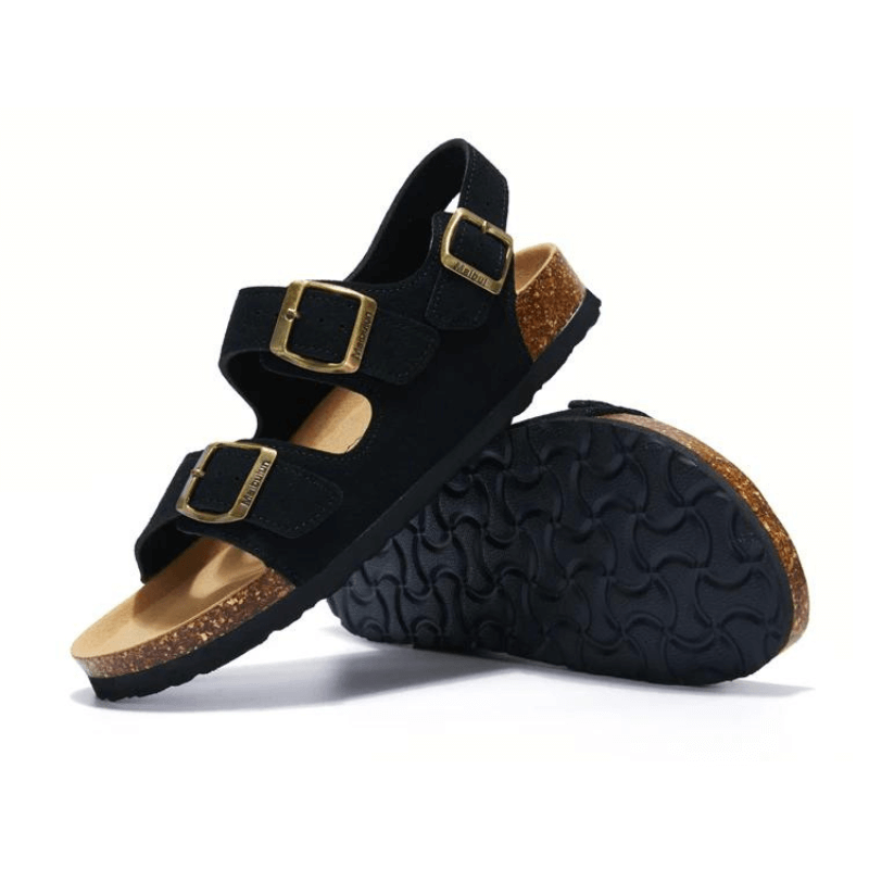 Amalfi Three-Strap Sandal — Black