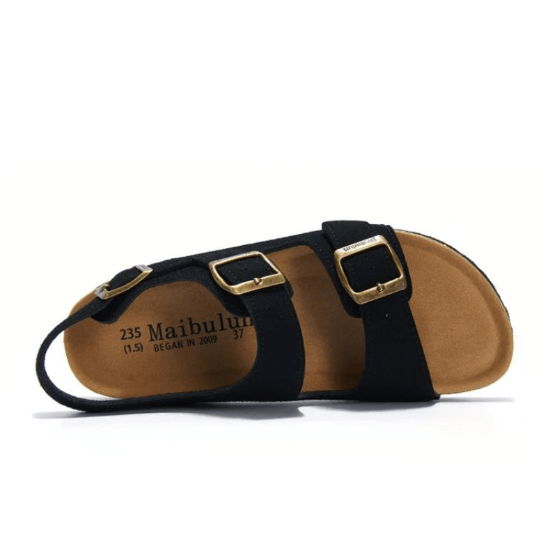 Amalfi Three-Strap Sandal — Black