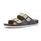 Capri Suede Sandal — Grey & Cream