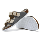 Capri Suede Sandal — Grey & Cream