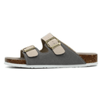 Capri Suede Sandal — Grey & Cream