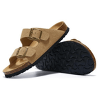 Capri Suede Sandal — Light Brown
