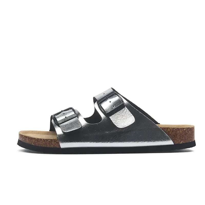 Capri Leather Sandal — Silver