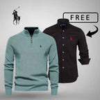Herren-Stil & Komfort Premium – Half-Zip Jumper + GRATIS Klassisches Hemd