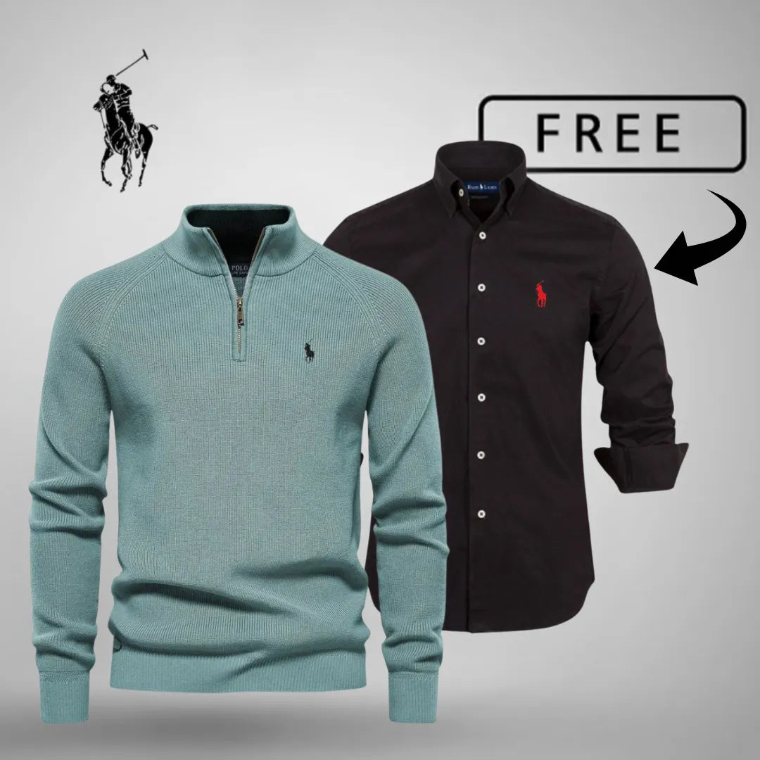Herren-Stil & Komfort Premium – Half-Zip Jumper + GRATIS Klassisches Hemd