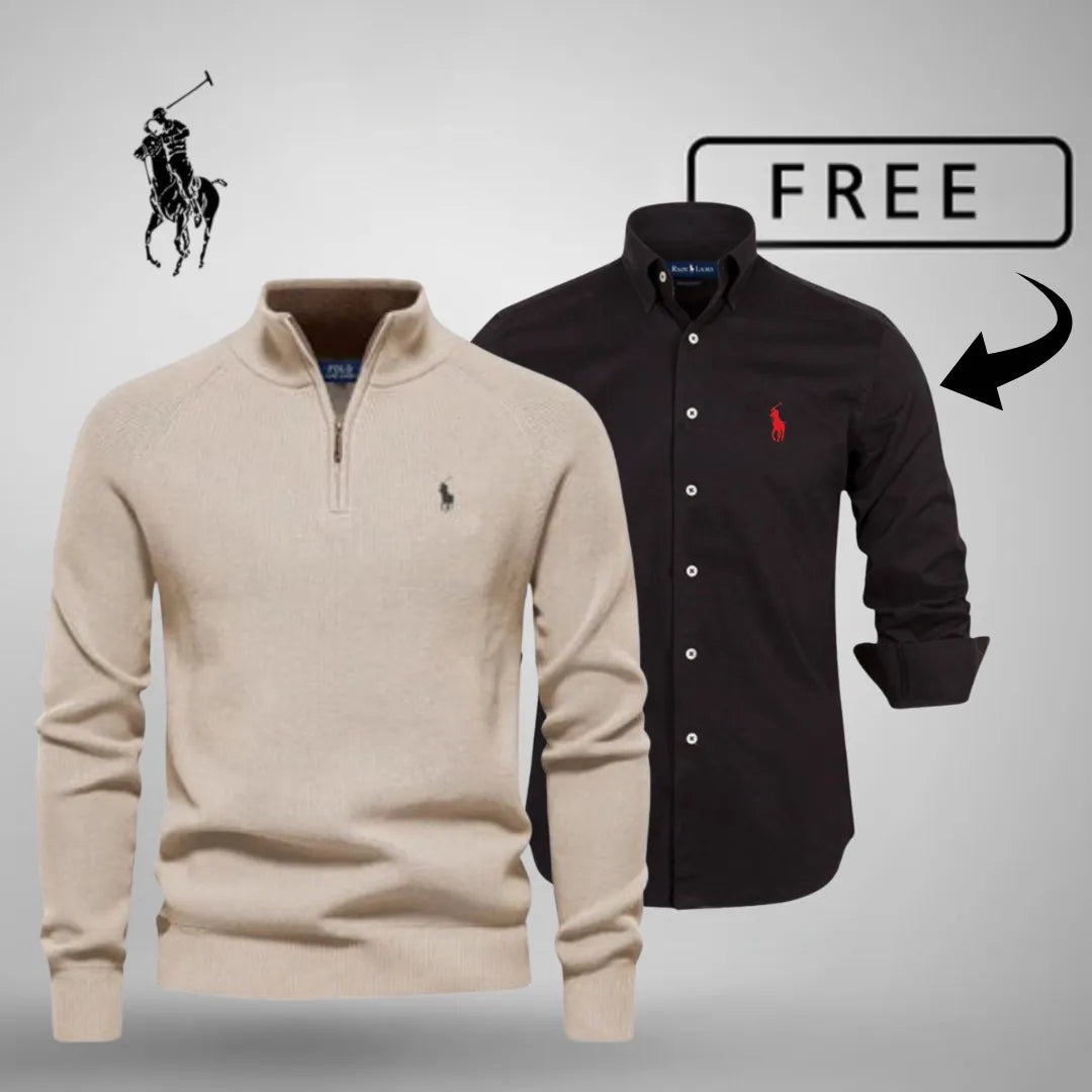 Herren-Stil & Komfort Premium – Half-Zip Jumper + GRATIS Klassisches Hemd