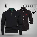 Herren-Stil & Komfort Premium – Half-Zip Jumper + GRATIS Klassisches Hemd
