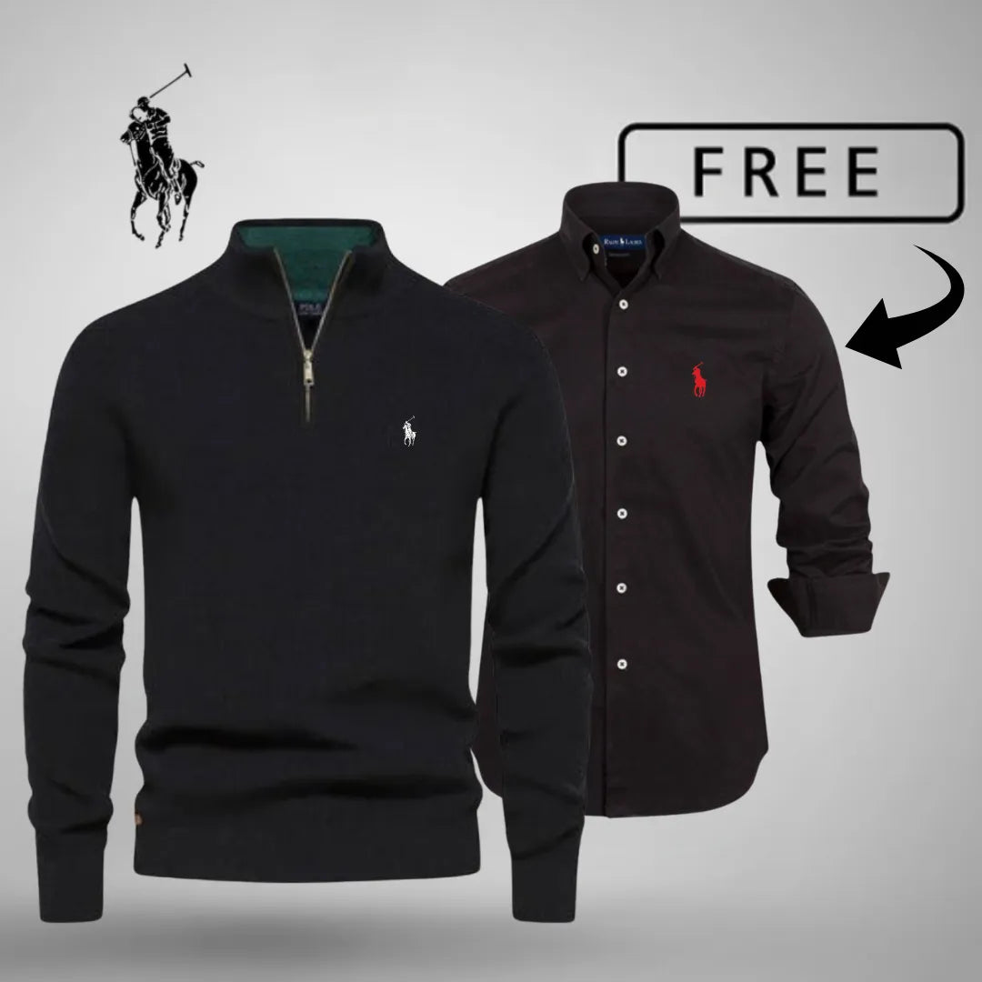 Herren-Stil & Komfort Premium – Half-Zip Jumper + GRATIS Klassisches Hemd