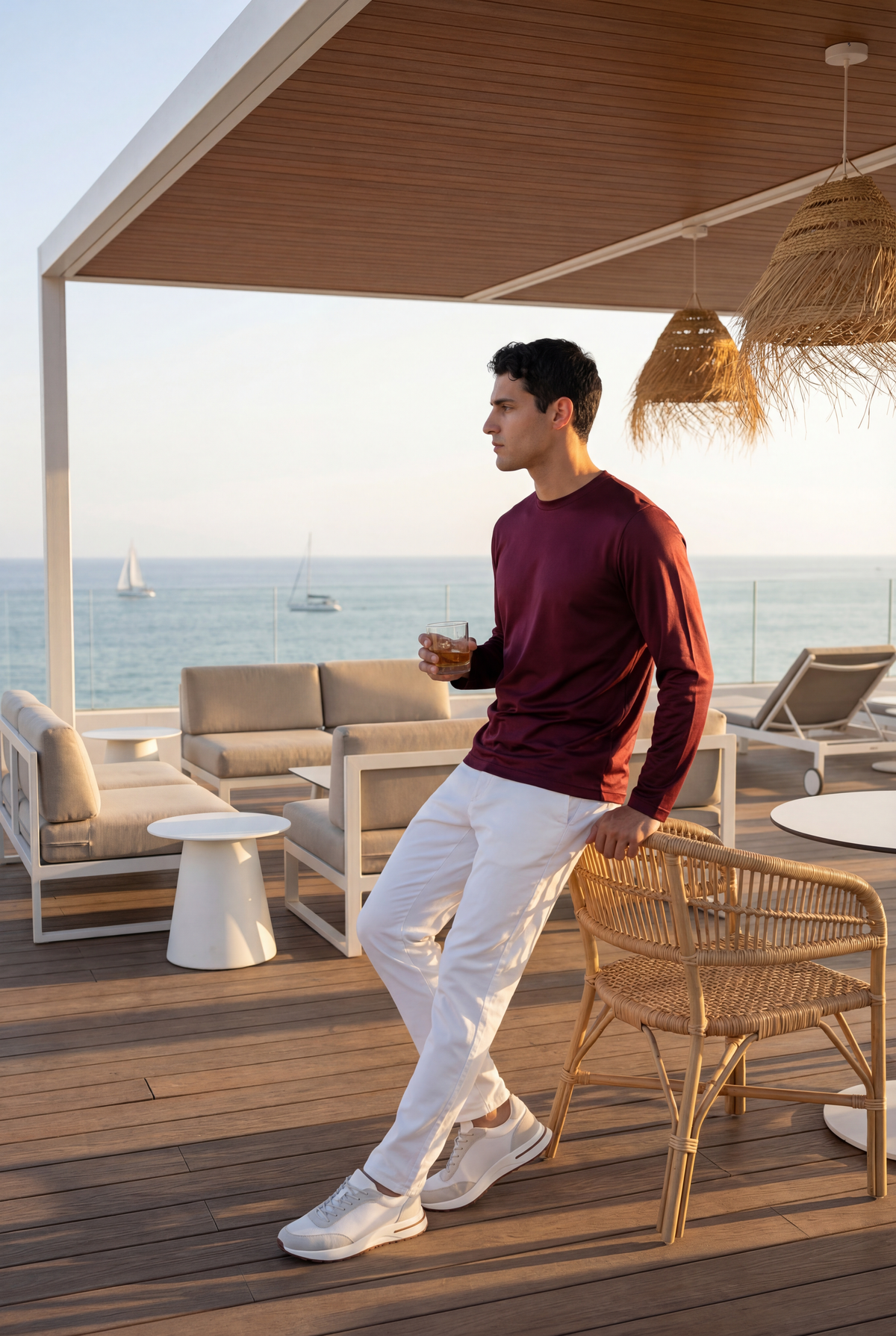 Portofino Langarmshirt Burgunder