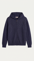Cortina Kaschmir-Kapuzenpullover mit Reißverschluss Marineblau