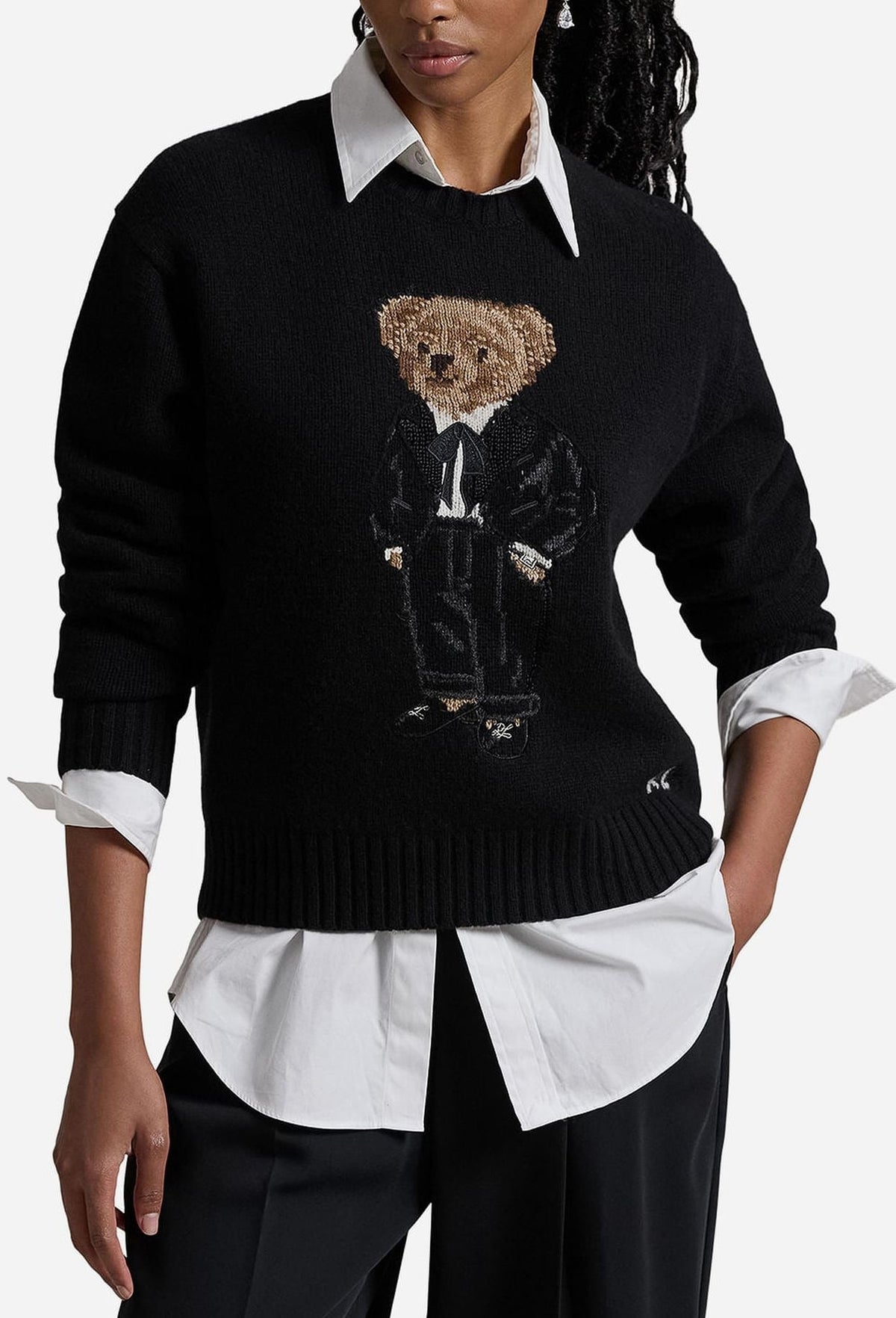 Damenpullover | Schwarzer Polo Bear