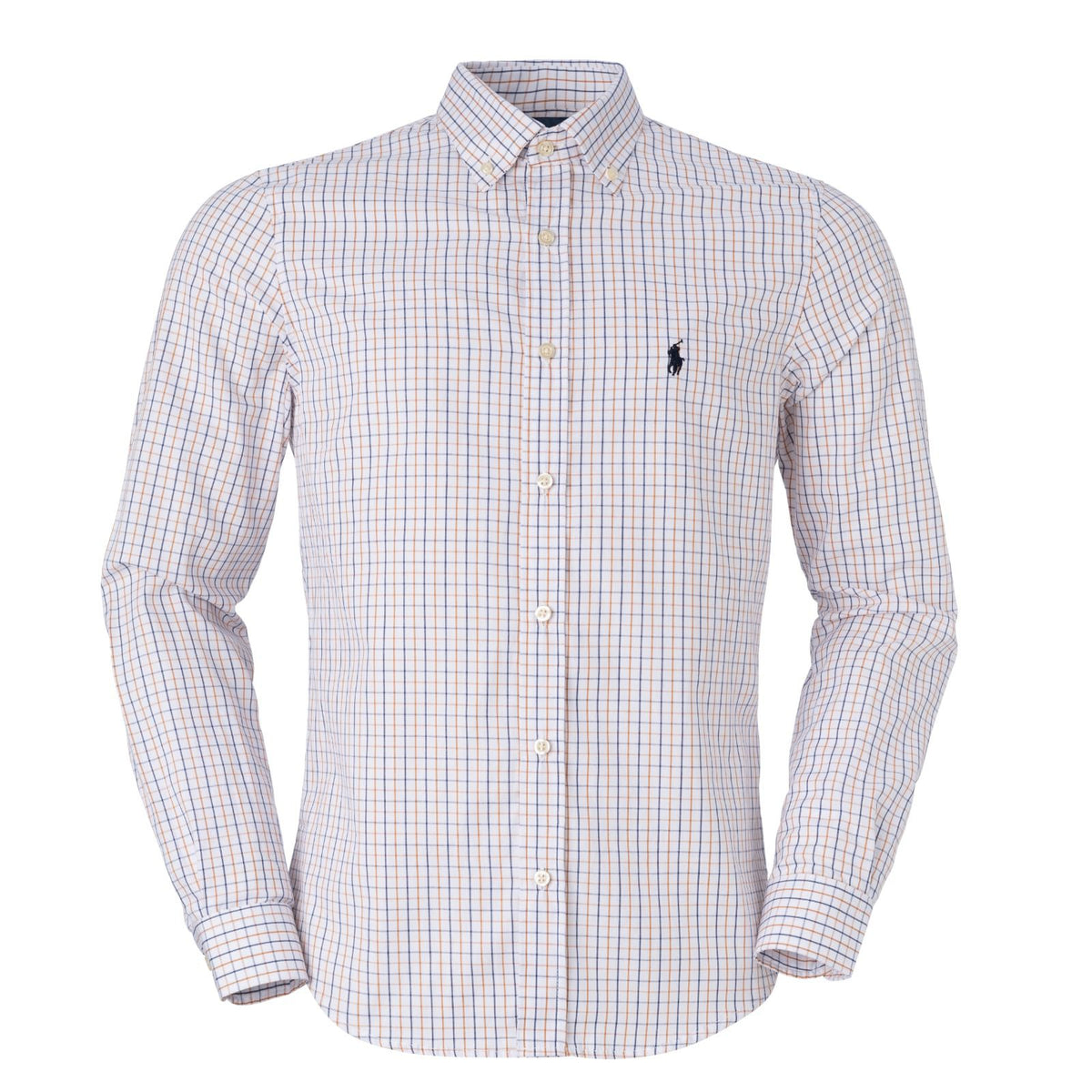 Herren-RL-Hemd Custom Fit Istanbul Weiß und Blau und Braun