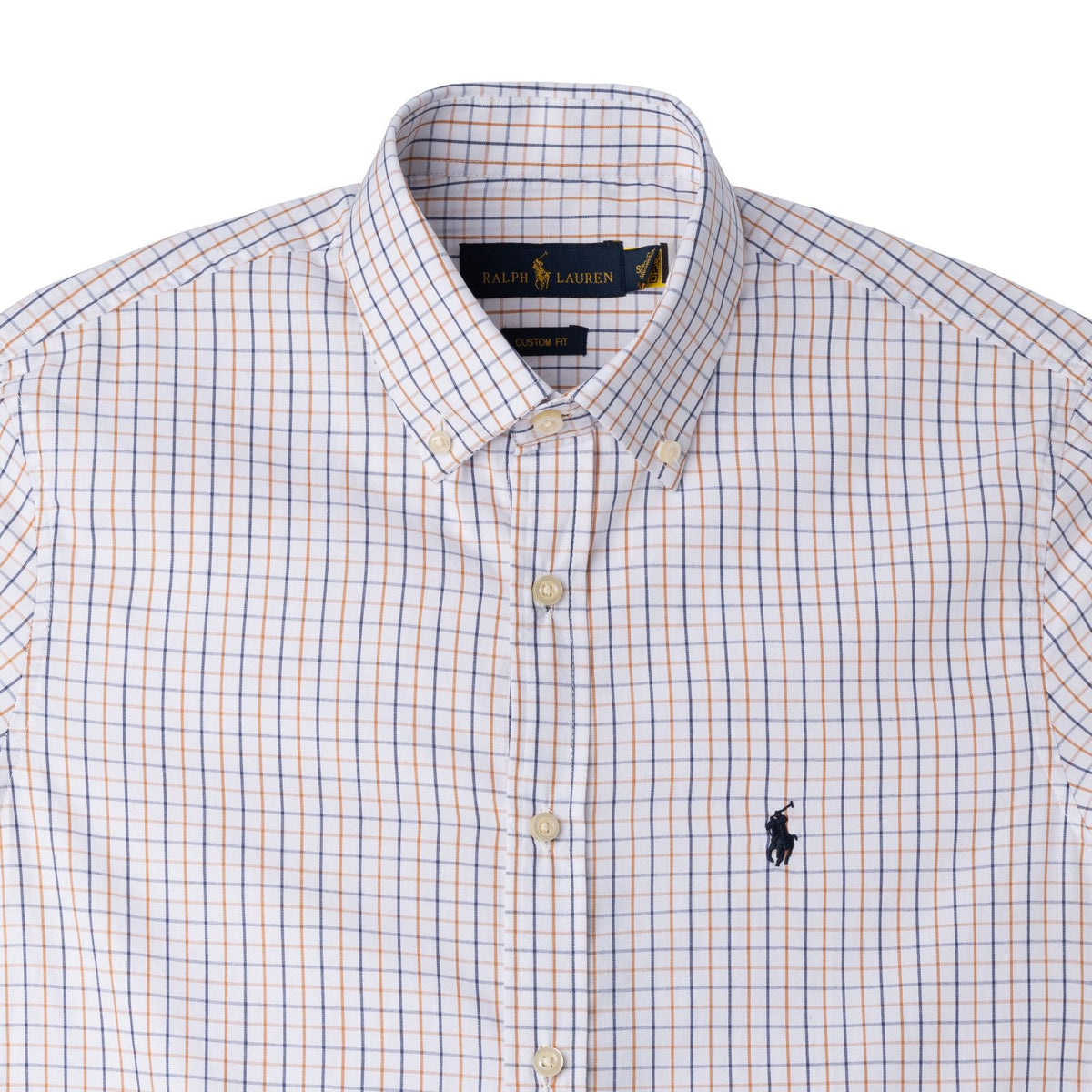 Herren-RL-Hemd Custom Fit Istanbul Weiß und Blau und Braun
