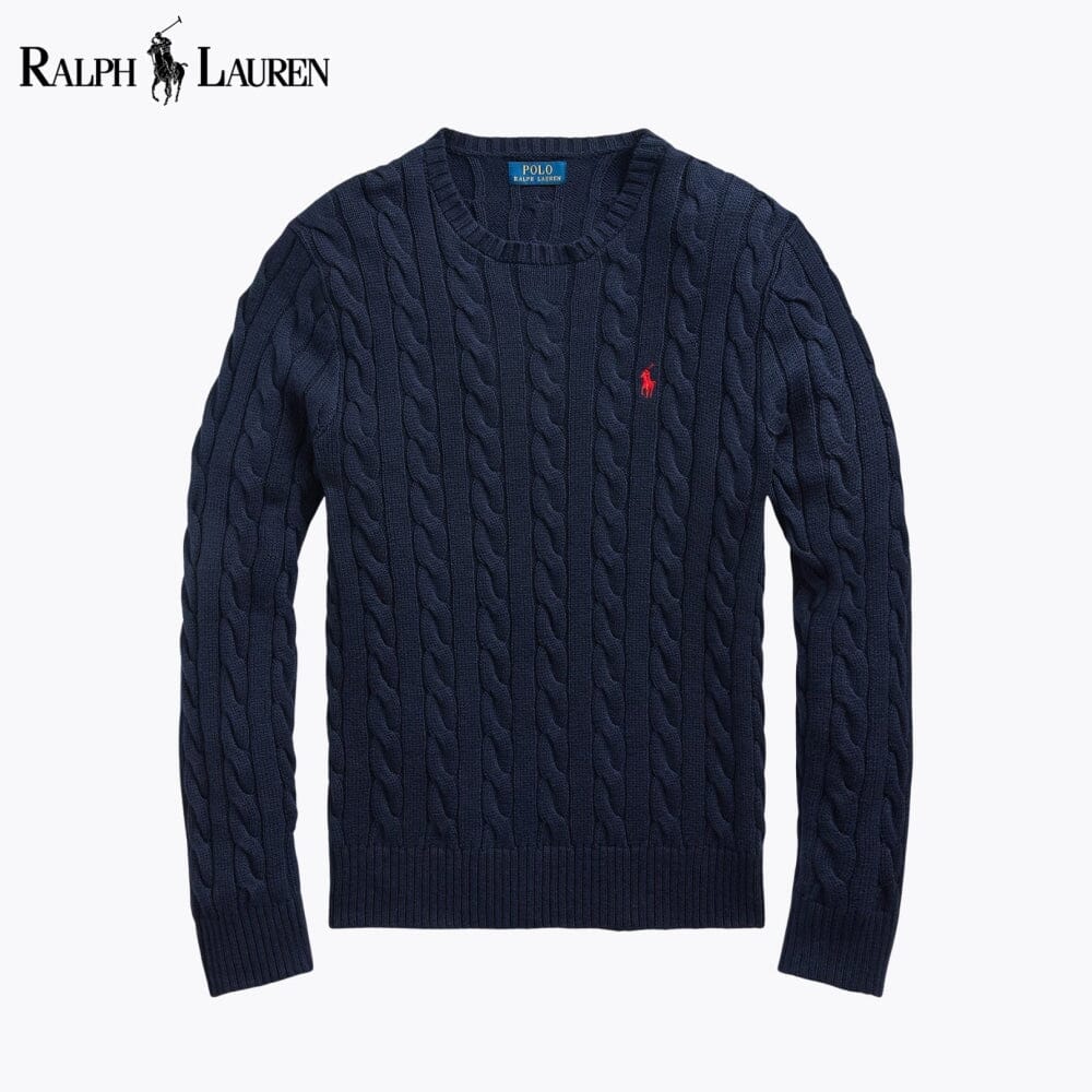 Herren-Zopfstrickpullover aus Baumwolle