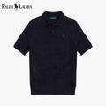 Herren Strickpullover aus Baumwolle mit Zopfmuster und Polokragen