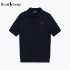 Herren Strickpullover aus Baumwolle mit Zopfmuster und Polokragen