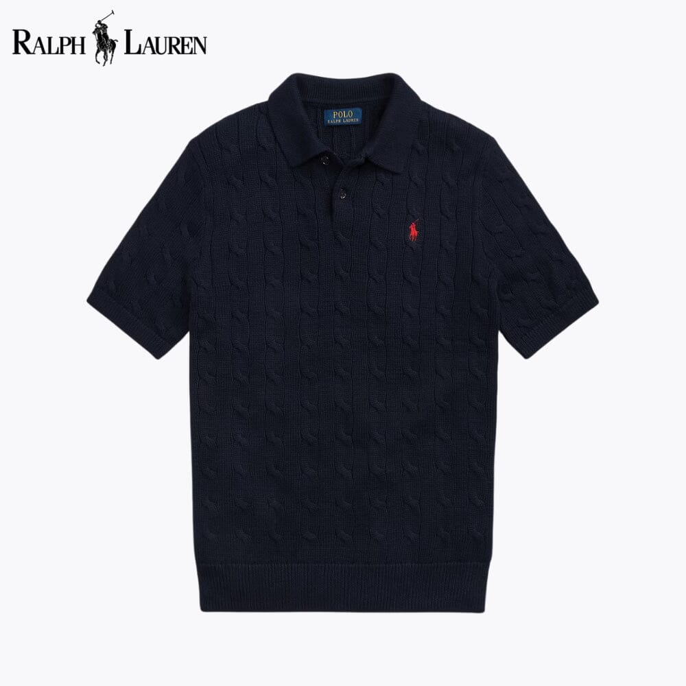 Pull en coton torsadé à col polo pour homme