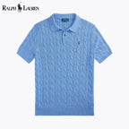 Herren Strickpullover aus Baumwolle mit Zopfmuster und Polokragen
