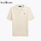 Herren Strickpullover aus Baumwolle mit Zopfmuster und Polokragen