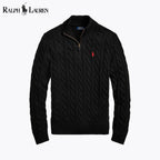 Herren Grobstrick-Pullover aus Baumwolle mit Reißverschlusskragen