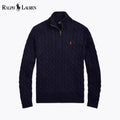 Herren Grobstrick-Pullover aus Baumwolle mit Reißverschlusskragen