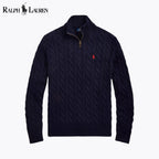Herren Grobstrick-Pullover aus Baumwolle mit Reißverschlusskragen